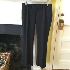 Banana Republic Ryan Fit Pin Stripe Trousers Stretch Wool Blend Lined Black Sz 6